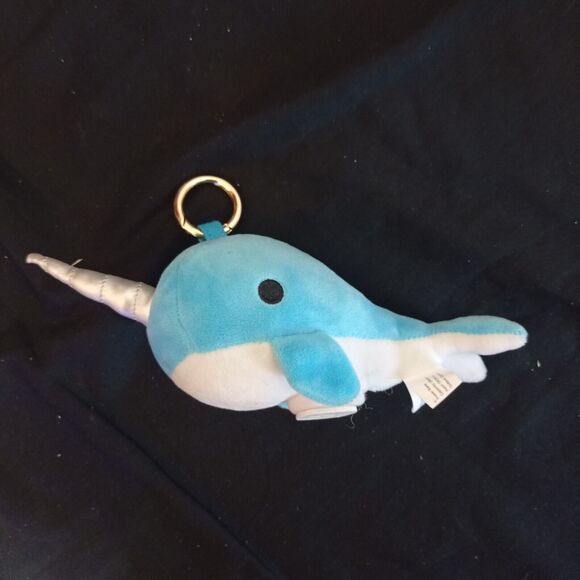 Plush Narwhal Unicorn Whale Portable Charger Power Bank Bag Charm, Sky Blue - Picture 1 of 5